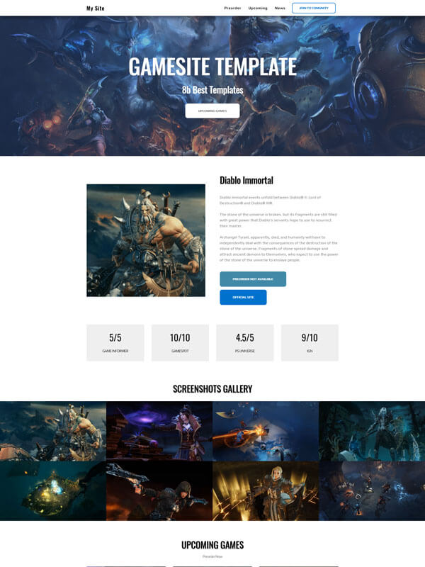 Free Games Website Templates - 22 Best Video Games Web Themes